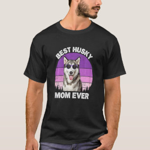 Camiseta Mãe de Husky Feminina Engraçada Vintage Cachorro H