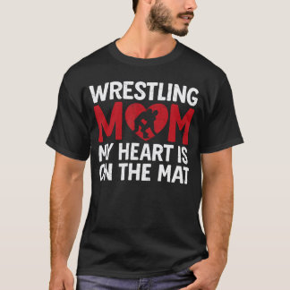 Camiseta Mãe de Luta Livre Meu Coração Está Naquela Luta Li