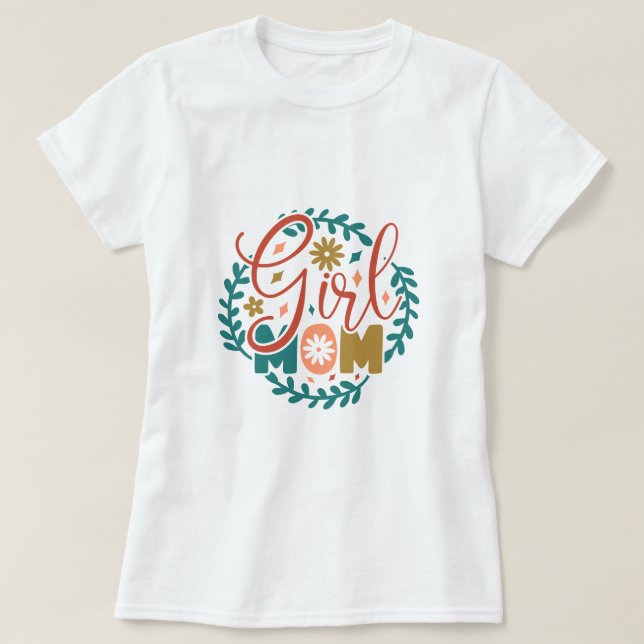 Camiseta Mãe de Menina Tipografia Retro (Frente do Design)