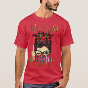 Camiseta Mãe de Natal Papais noeis Reindeer Mensagem Bun Xm