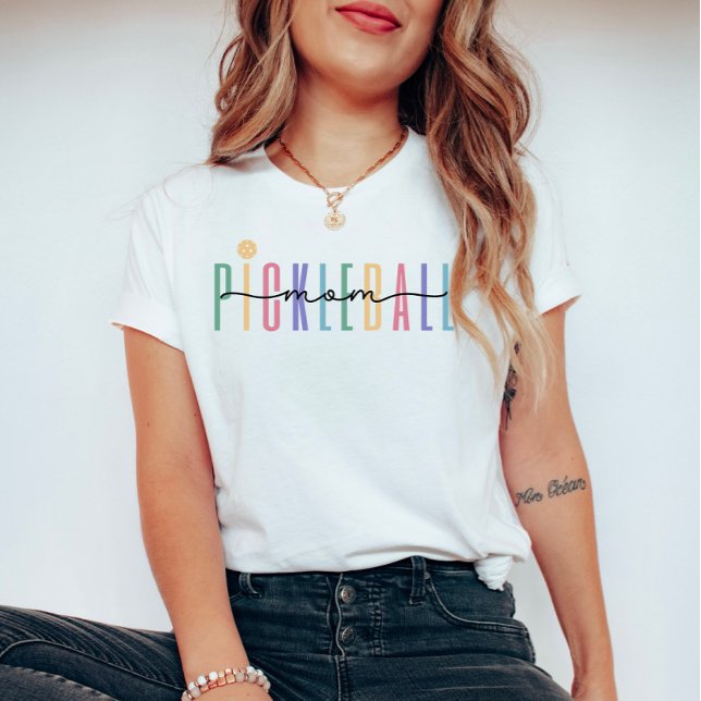 Camiseta Mãe de Pickleball Colorida (Criador carregado)