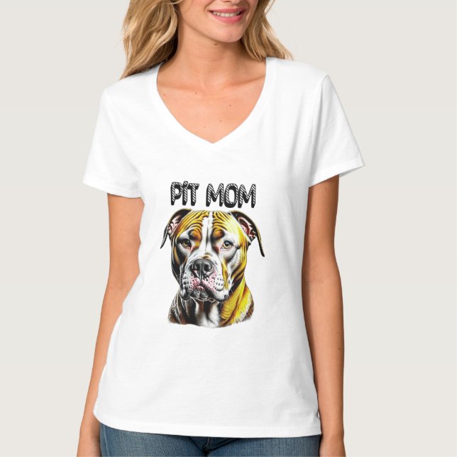 Camiseta Mãe de Pit Bull | Amante de Cachorros  (Frente)