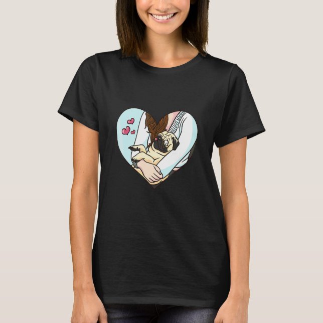 Camiseta Mãe de Pug Fofa Amor Animal (Frente)