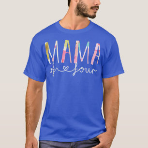 Camiseta Mãe de Quatro Design Florais Bonitas Mãe de 4 Mãe