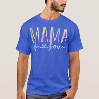 Camiseta Mãe de Quatro Design Florais Bonitas Mãe de 4 Mãe 