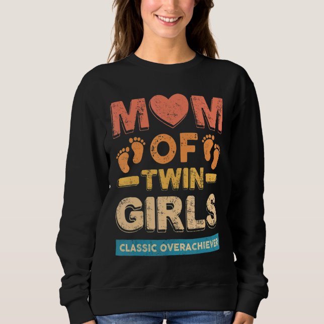 Camiseta Mãe De Raparigas Gêmeas, Gêmeas Clássicas E Soberd (Frente)