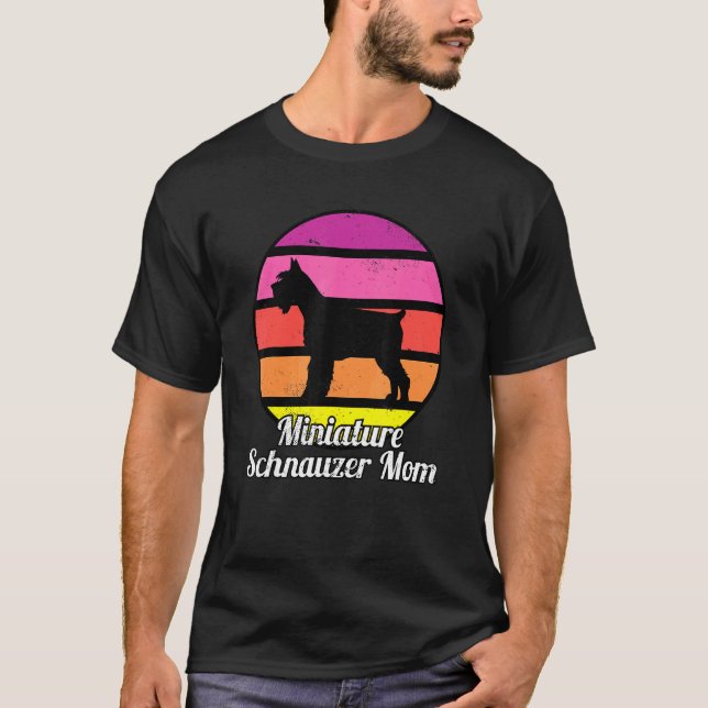 Camiseta Mãe de Schnauzer Miniatura I Retro Mini Schnauzer (Frente)