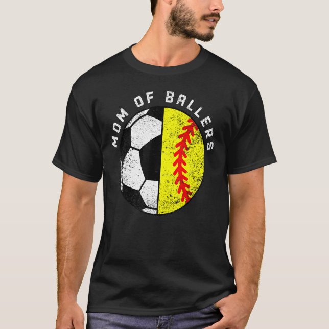Camiseta Mãe De Soccer De Ballers Softball (Frente)