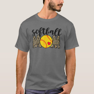 Camiseta Mãe de Sofball Leopard Baseball Amam Mãe de Beis