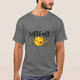 Camiseta Mãe de Sofball Leopard Baseball Amam Mãe de Beiseb