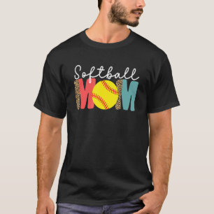 Camiseta Mãe de Softball Leopardo Para Mulheres Apanhador A