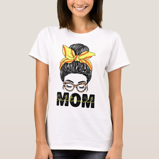 Camiseta Mãe de Softball, Mãezinha, Bun Softball, Mãe (Frente)