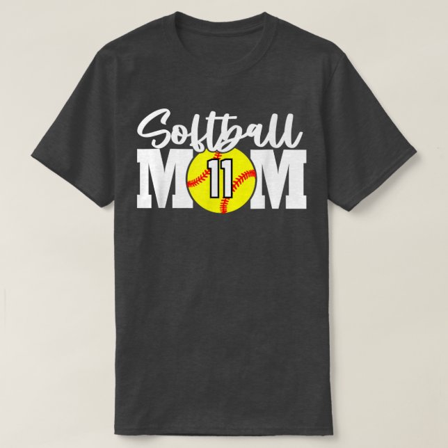 Camiseta Mãe de Softball Número 11 (Frente do Design)