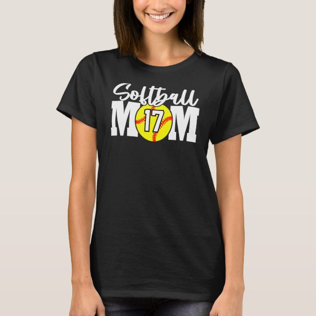 Camiseta Mãe de Softball Número 17 (Frente)