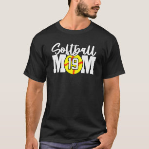 Camiseta Mãe de Softball Número 19