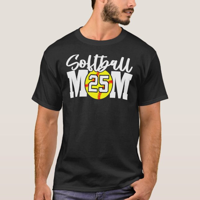 Camiseta Mãe de Softball Número 25 (Frente)