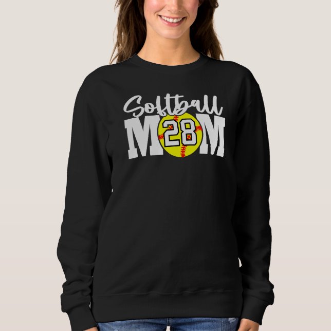 Camiseta Mãe de Softball Número 28 (Frente)