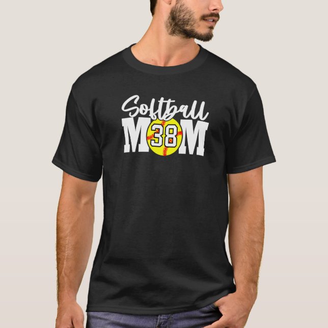 Camiseta Mãe de Softball Número 38 (Frente)