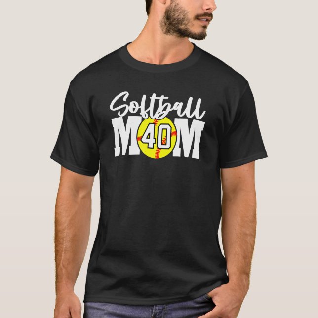 Camiseta Mãe de Softball Número 40 (Frente)