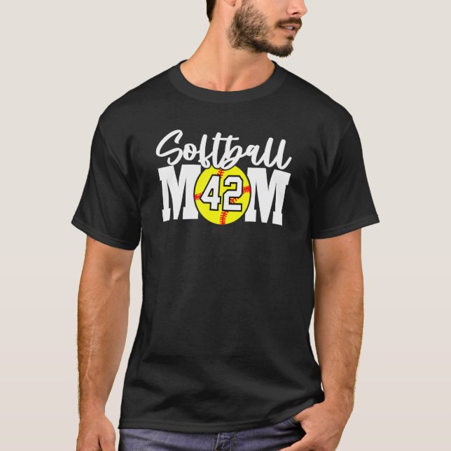 Camiseta Mãe de Softball Número 42 (Frente)