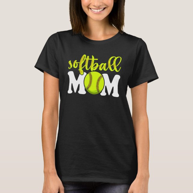 Camiseta Mãe De Softball Para Mulheres Dia de as mães V Pes (Frente)