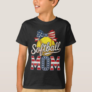 Camiseta Mãe de Softbol Coquette Arco Softbol Bandeira dos