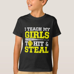 Camiseta Mãe de Softbol Pai de Softbol Eu Ensino Minhas Men