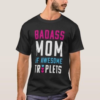 Camiseta Mãe de Triplets Um Rapaz Duas Meninas Triplet Mãe