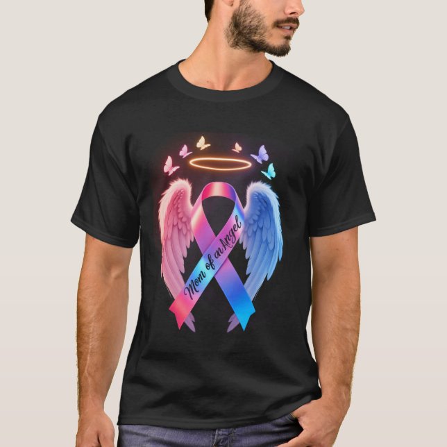 Camiseta Mãe de um Anjo Conscientização sobre Perda de Grav (Frente)