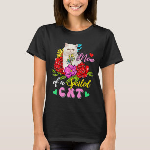 Camiseta Mãe de um gato mimado lindo floral dia das mães