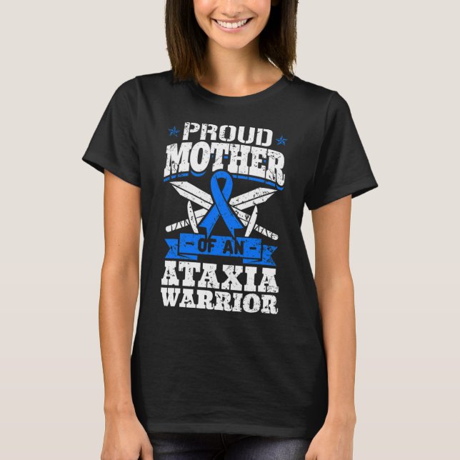 Camiseta Mãe De Um Guerreiro Ataxia Friso De Consciência Dy (Frente)