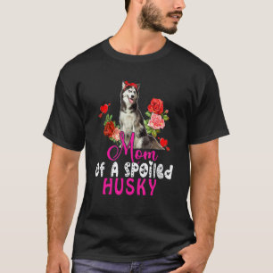 Camiseta Mãe De Um Husky Mimado Cachorro Husky Laço De Grav