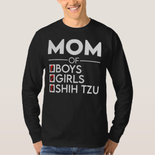 Camiseta Mãe De Um Rapaz Duas Raparigas E Um Shih Tzu