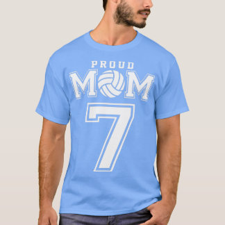 Camiseta Mãe de Voleibol Orgulhoso Personalizada Número 7