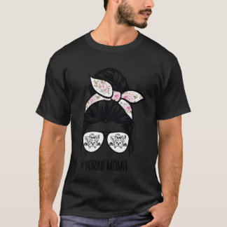 Camiseta Mãe de Yorkie com coque desarrumado e óculos, York