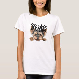 Camiseta Mãe de Yorkie Fofo Espiando Yorkie