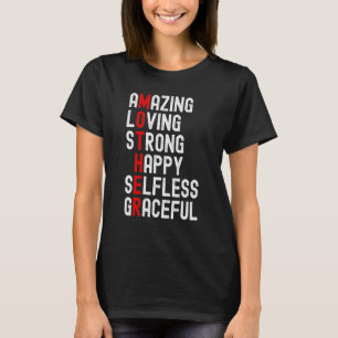 Camiseta Mãe Definição Incrível Adorável, Forte E Feliz Mam