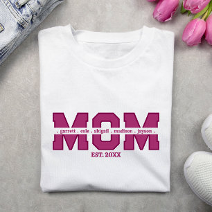 Camiseta Mãe dia de as mães com Nomes de Crianças