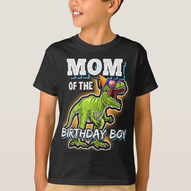 Camiseta Mãe do Aniversário da Família Correspondente Dinos (Frente)