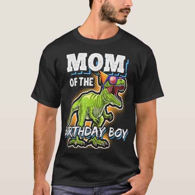 Camiseta Mãe do Aniversário da Família Correspondente Dinos (Frente)