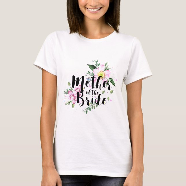 Camiseta Mãe do Casamento da Cor Flórida Rosa-Rosa (Frente)