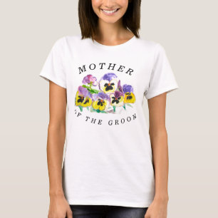 Camiseta Mãe do Casamento vintage Floral do Groom Pansies