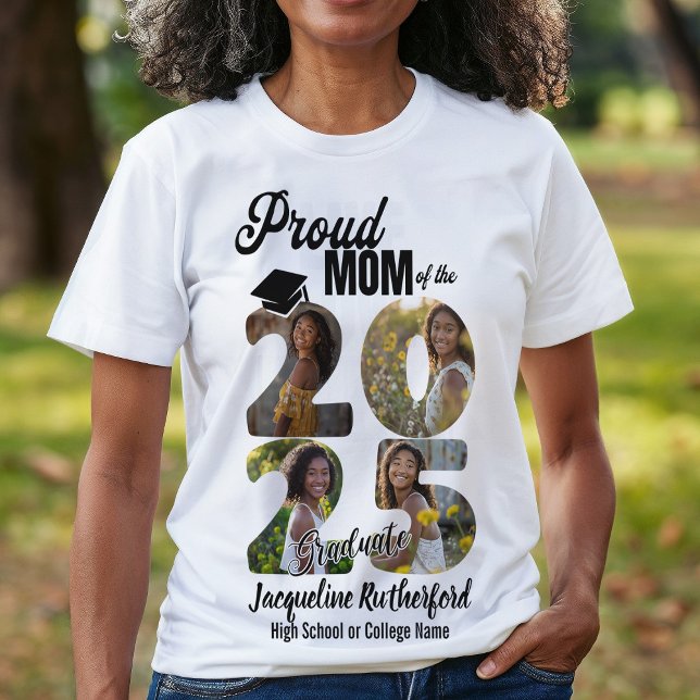 Camiseta Mãe do Formando de 2025 (Mom of 2025 Graduate T-Shirt African American Woman)