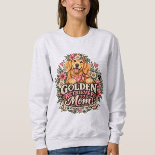 Camiseta Mãe do Golden Retriever Floral Meu Coração Tem Pat