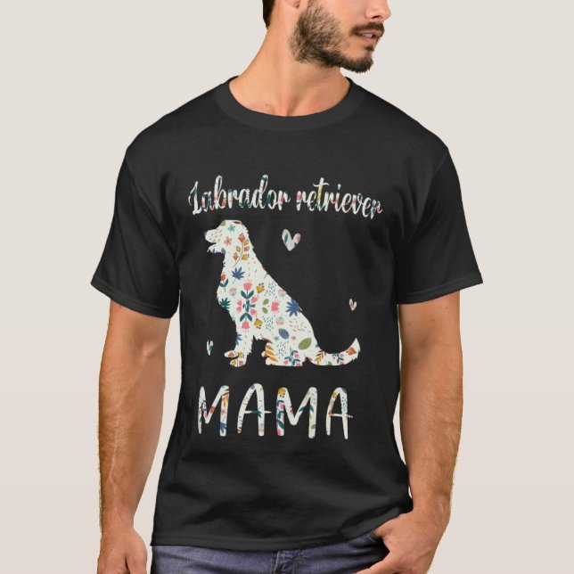 Camiseta Mãe do Labrador Retriever Floral Amor de Mãe Cacho (Frente)