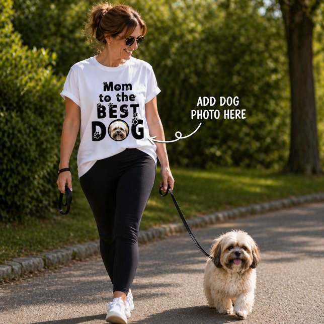 Camiseta Mãe do Melhor Cachorro Foto Personalizada (Fun Custom Mom to the Best Dog Photo Shirt)