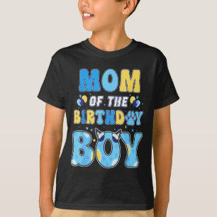 Camiseta Mãe do menino aniversariante família cachorro azul