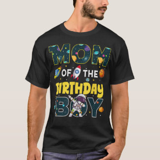 Camiseta Mãe Do Menino De Aniversário Família Astronauta Es