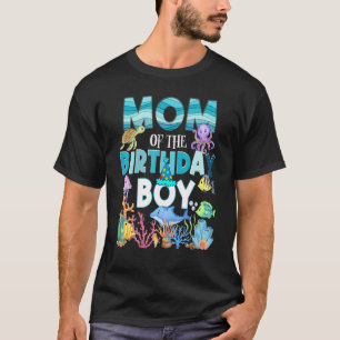 Camiseta Mãe Do Menino De Aniversário Peixe Mar Animais Oce