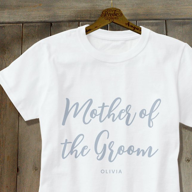 Camiseta Mãe do Noivo Costume de Casamento Azul Poeirento (Criador carregado)